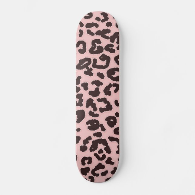 Baby Pink Leopard Animal Print Skateboard (Vorderseite)