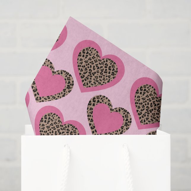Baby Pink Leopard Hearts Party Seidenpapier (Geschenktüte)