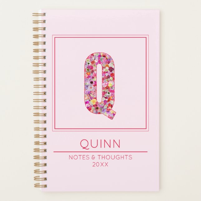 Baby Pink Monogrammed Name Letter Q (Devant)
