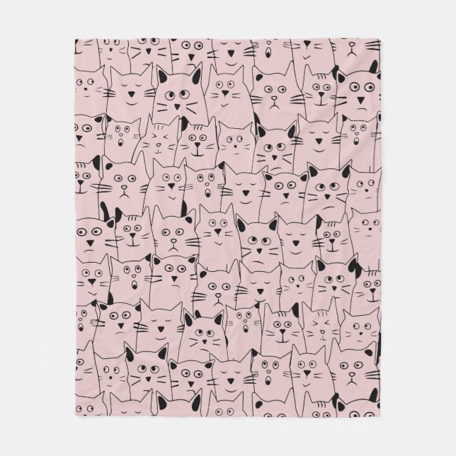 Baby Pink Niedlich Suspicious Kätzchen Muster Fleecedecke (Vorderseite)