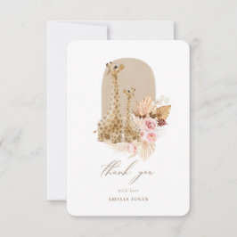 Baby Pink Pampas Grass Giraffe Baby Dusche Dankeskarte