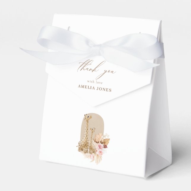 Baby Pink Pampas Grass Giraffe Baby Dusche Geschenkschachtel (Vorderseite)