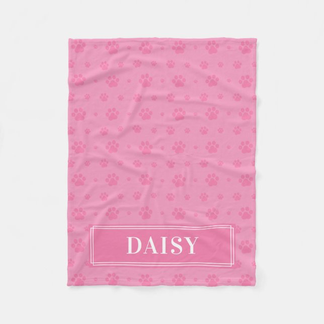Baby Pink Paws Monogram Pet Fleece Blanken (Vorderseite)