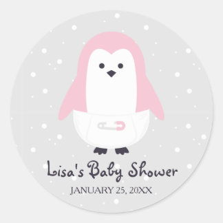Baby Pink Pinguin Babyaufkleber Runder Aufkleber