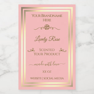 Baby Pink Product Label Gold Frame Vintage Rose Lebensmitteletikett