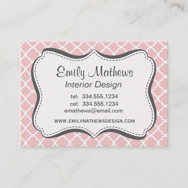 Baby Pink Quatrefoil Visitenkarte (Vorderseite)