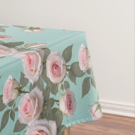 Baby-Pink-Rosen mit Salbeigrünen Blättern Tischdecke