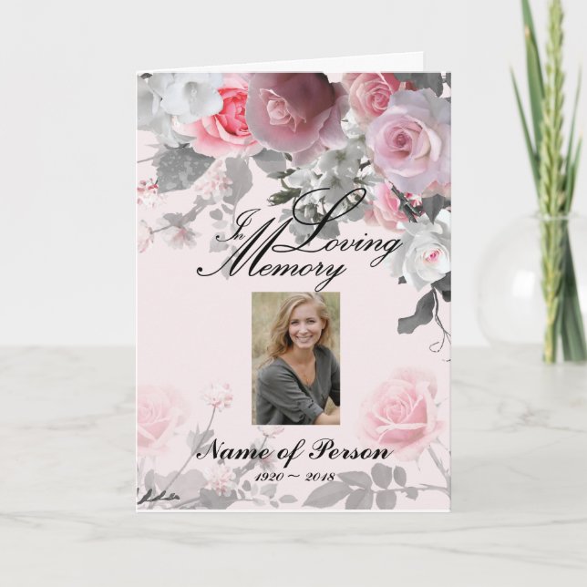 Baby Pink Roses Funeral Program Programm (Vorderseite)