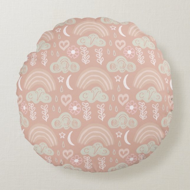 Baby Pink Rundes Kissen (Vorderseite)