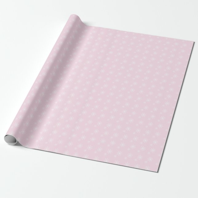 Baby Pink Snowflake Weihnachtszeitung Geschenkwrak Geschenkpapier (Ungerollt)