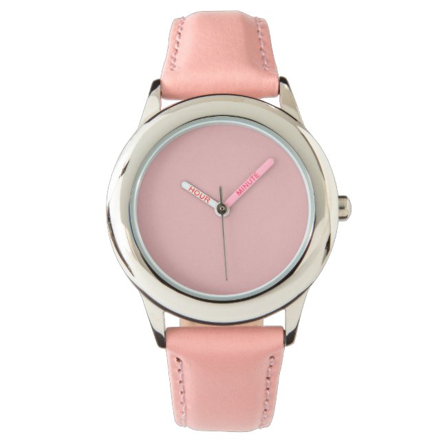 Baby Pink Solid Color Armbanduhr (Vorderseite)