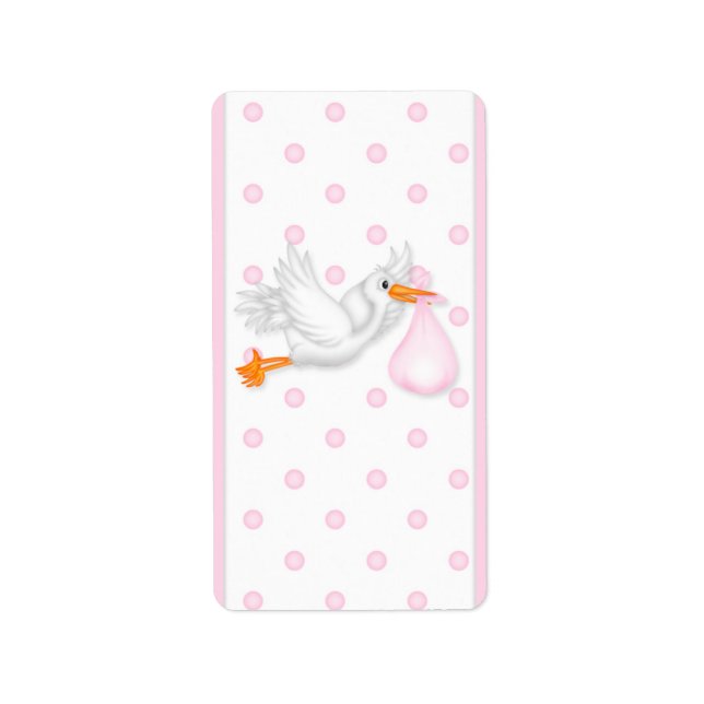 Baby Pink Stork Hersheys Miniatur Bonbonverpackung Adressaufkleber (Vorne)