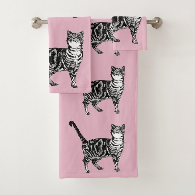 Baby Pink Tabby Cat Cats Girl's Art Set (Insitu)