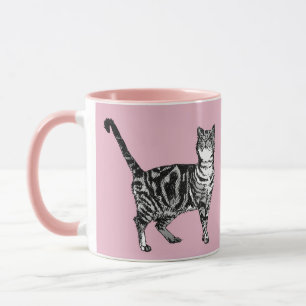 Baby Pink Tabby chat Chats Whimsical Art Mug