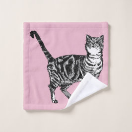 Baby Pink Tabby Katze Katzen Girls Art Wash Tuch