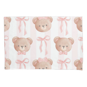 Baby Pink Teddy Bears und Bows Kissenbezug