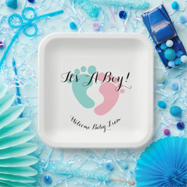 BABY Pink und Blue Baby Reveal Dusche Party Pappteller (Party)