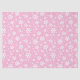 Baby Pink und weiße Weihnachtsschneeflocken Muster Seidenpapier