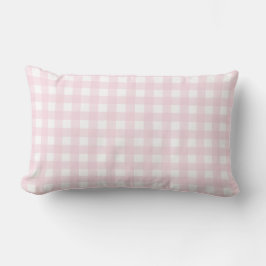 Baby Pink und White Medium Gingham Muster Lendenkissen