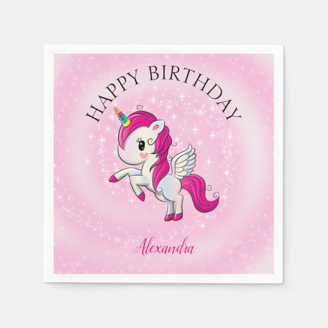 Baby Pink Unicorn Serviette (Vorderseite)