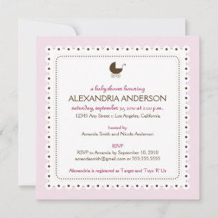 (Baby Pink) Wertvolle Babydusche Einladung