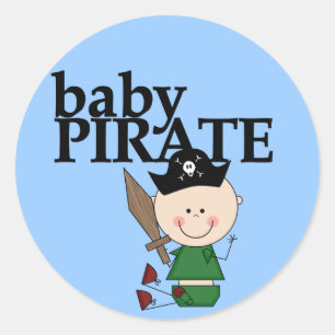 Baby-Pirat mit Klinge - Jungen-T-Shirts und Runder Aufkleber