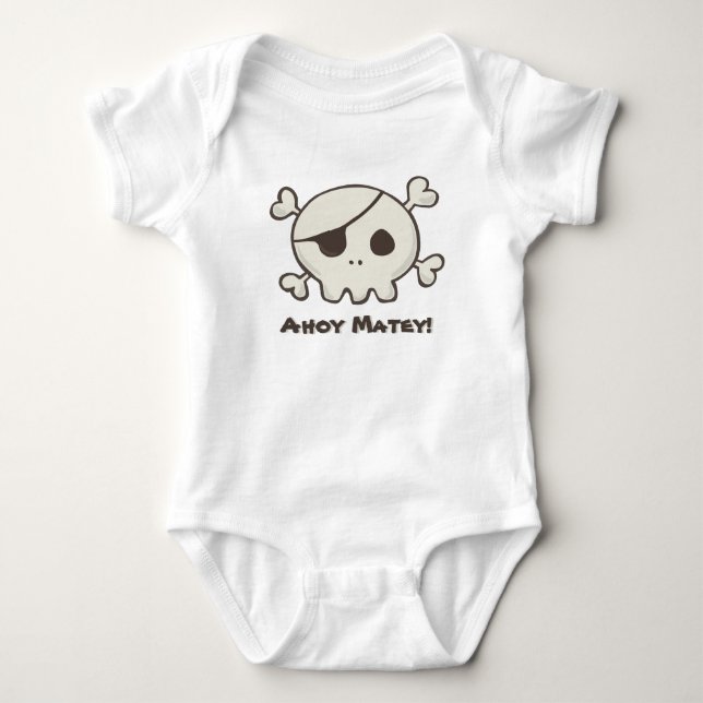 Baby-Piraten-Schädel und Knochen-KinderShirts Baby Strampler (Vorderseite)