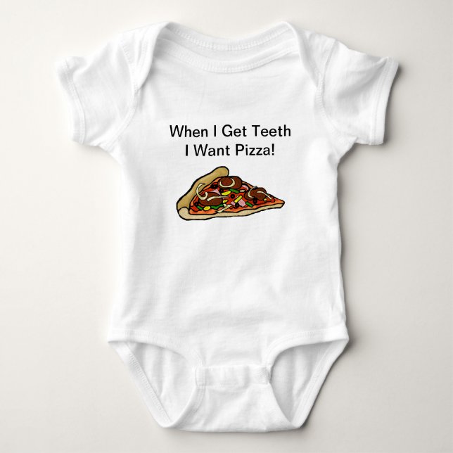 Baby-Pizza-Shirt - wenn ich Zähne erhalte, die ich Baby Strampler (Vorderseite)