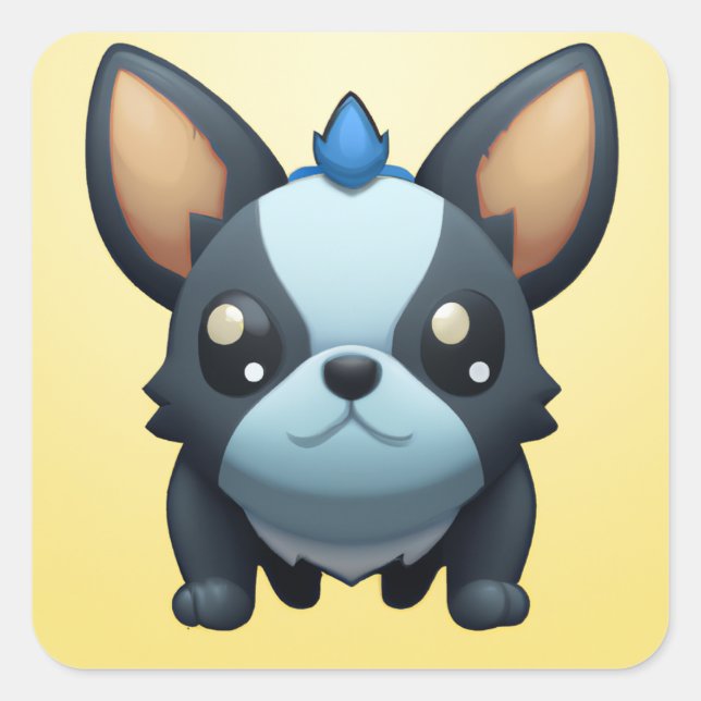 Baby Pokemon Style French Bulldog Quadratischer Aufkleber (Vorderseite)