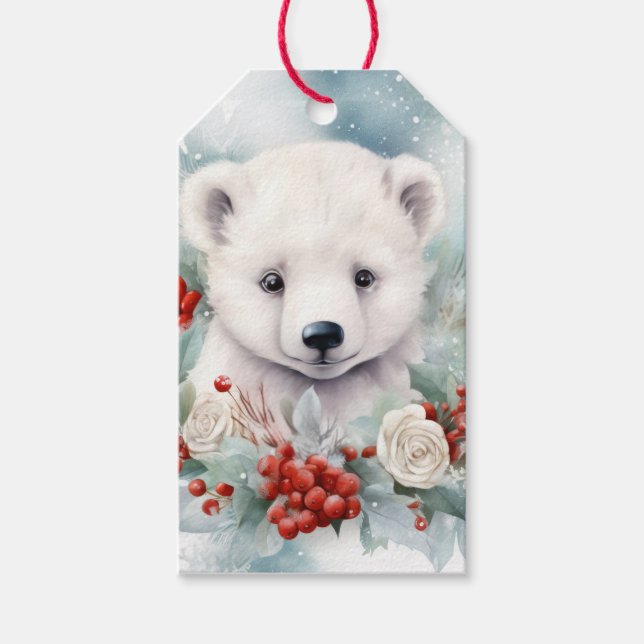 Baby Polar Bear Cub Geschenk Weihnachtsgeschenk Geschenkanhänger (Vorderseite)