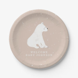 Baby Polar Bear Cub Pink Winter Baby Dusche Pappteller