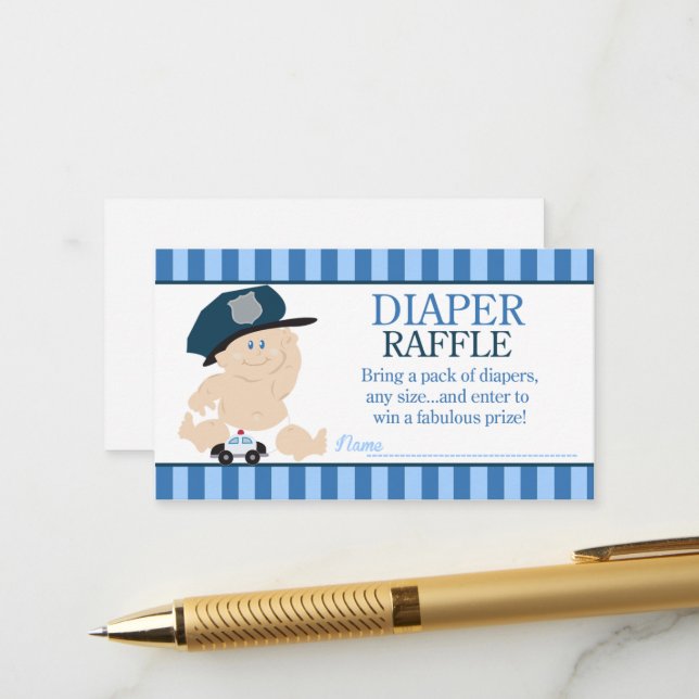 Baby Polizist Police Officer Kinderduschabwaschmas Begleitkarte (Vorderseite/Rückseite Beispiel)