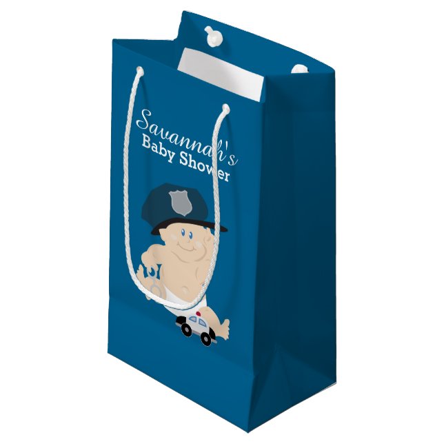 Baby Polizist Policeman Baby Showbeutel Kleine Geschenktüte (Vorderseite Schrägansicht)