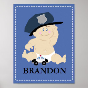 Baby POLIZISTIN Kinderzimmer Kunst Druck Geschenk Poster