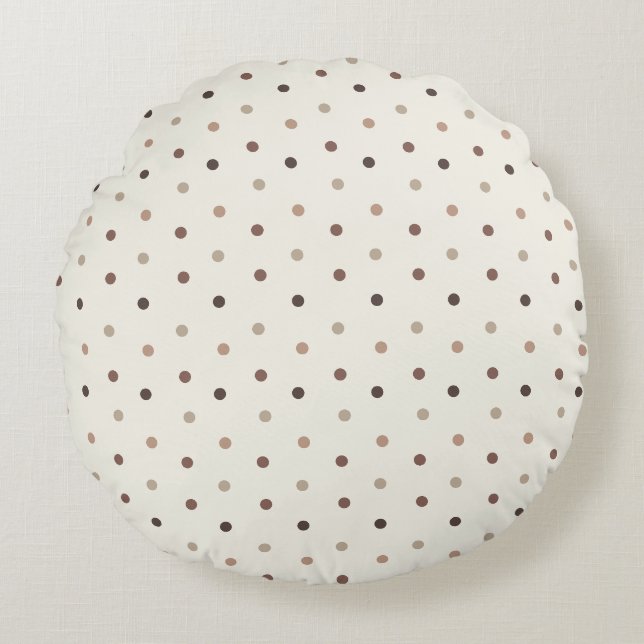Baby polka dot pattern in braunen Tönen Rundes Kissen (Vorderseite)