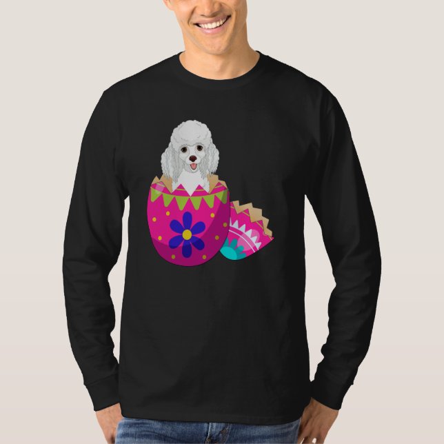 Baby Poodle Hatching From Easter Egg Easter Day T-Shirt (Vorderseite)