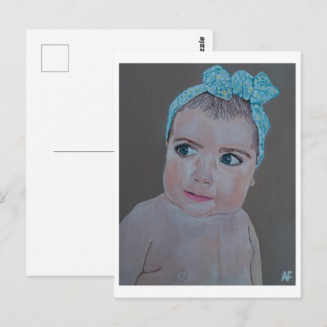 Baby Portrait Painting von Alfred Fox Postkarte (Vorne/Hinten)
