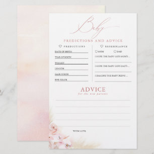 Baby Predictions and Advice Baby Shower Game