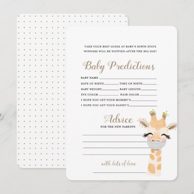 Baby Predictions - Baby Shower Game Begleitkarte (Vorne/Hinten)