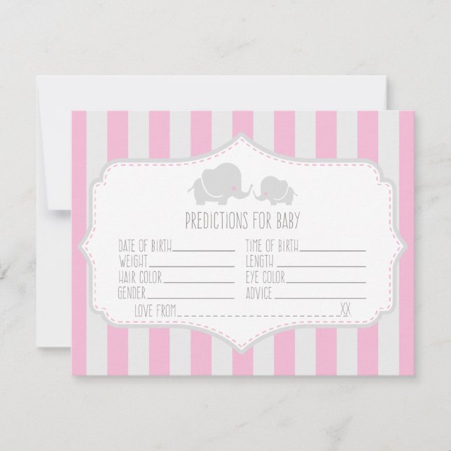 Baby Predictions - Baby Shower Game Card Einladung (Vorderseite)