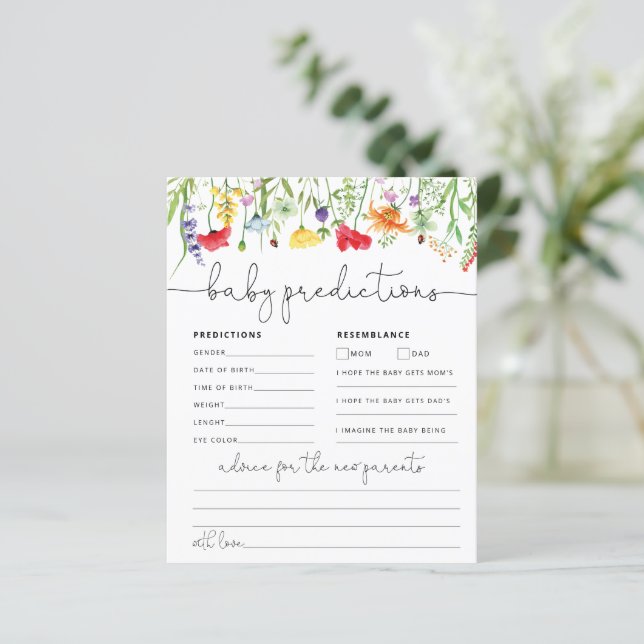 Baby Predictions Conseil Carte Fleur sauvage Jeu (Debout devant)