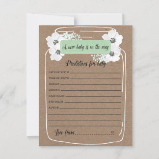 Baby Predictions Mason Jar Baby Shower Game Card Hinweiskarte