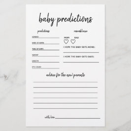 Baby Predictions Minimalistisch Baby Shower Game