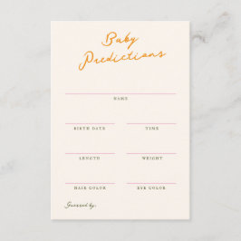 Baby Predictions Shower Game Card Mitteilungskarte