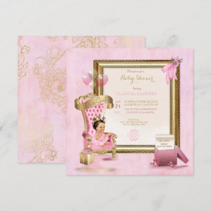 Baby Princess Tutu Crown Gold Pink Royal Einladung