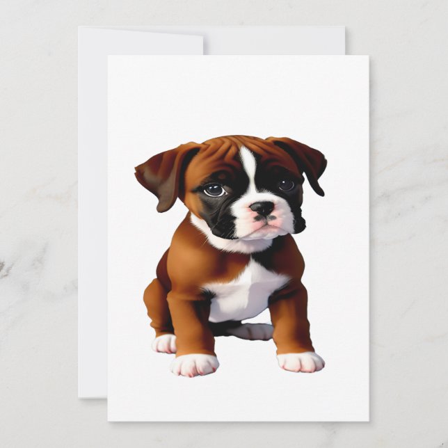 Baby Pup Boxer wartet auf Leckereien Einladung (Vorderseite)