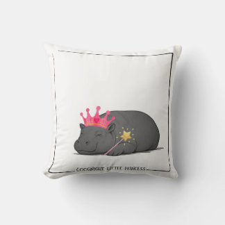 Baby Pygmy Hippo Princess Throw Pillow Kissen
