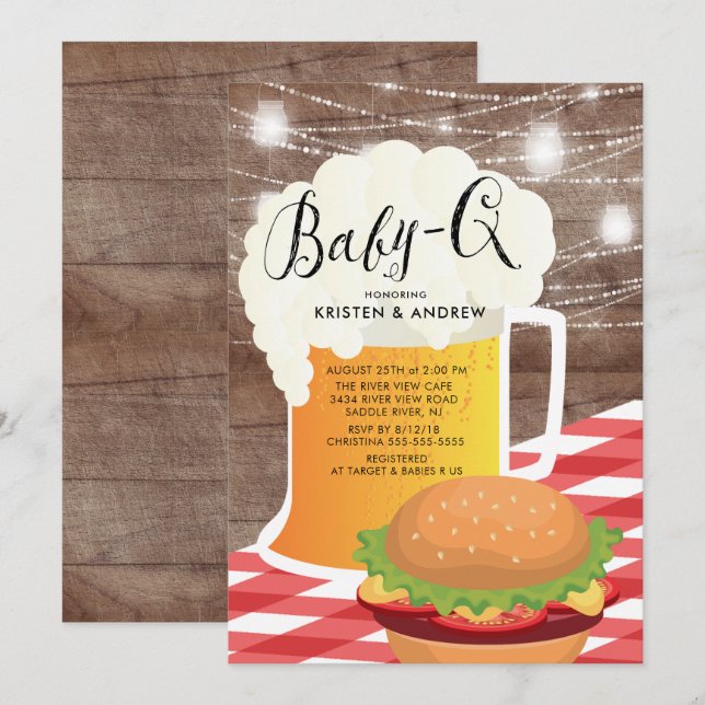 BABY - Q Baby Dusche Einladung (Vorne/Hinten)