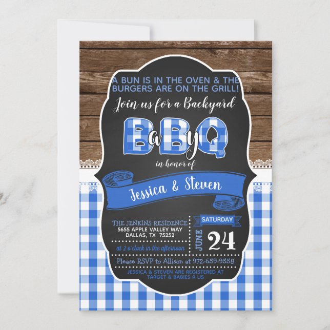 Baby Q Baby Shower Einladung für Junge - Blue (Vorderseite)