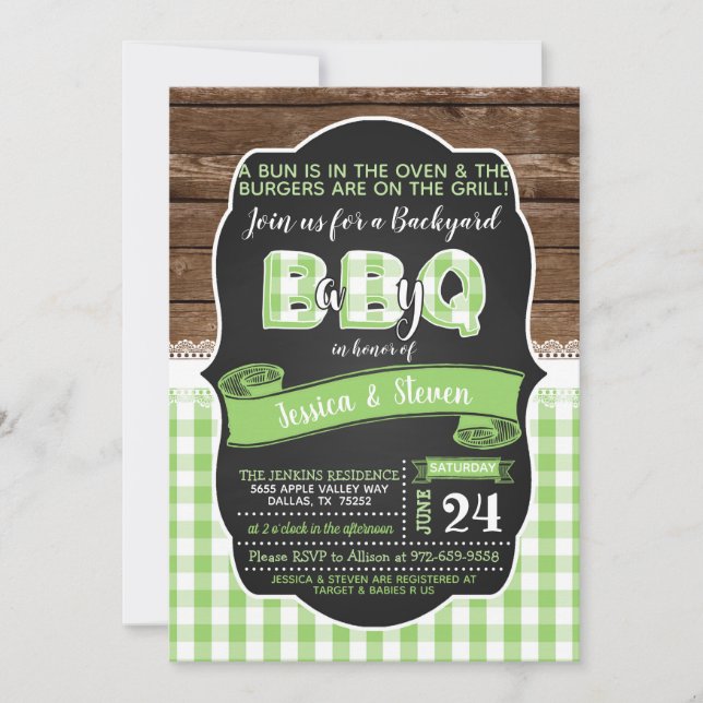 Baby Q Baby Shower Einladung - Green (Vorderseite)